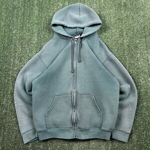 Vintage Pro Spirit Hunter Green Faded Zip Up Hoodie Mens Medium USA Blank 80s